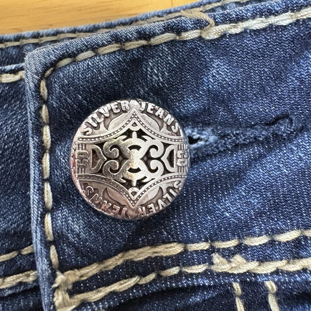 Silver Jeans Womens Size 34 x 31 Suki 17" Dark‎ Blue Bootcut - Picture 5 of 14